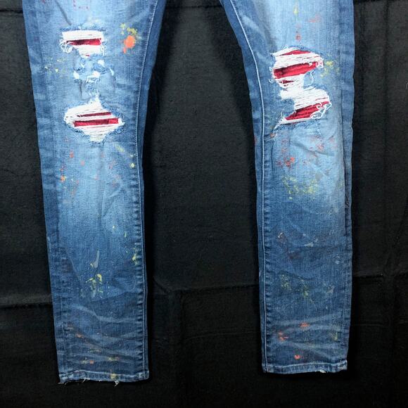Jordan Craig Mens Jeans Blue Sean Legacy Edition Painted Moto Distressed 32x32 - Picture 3 of 13